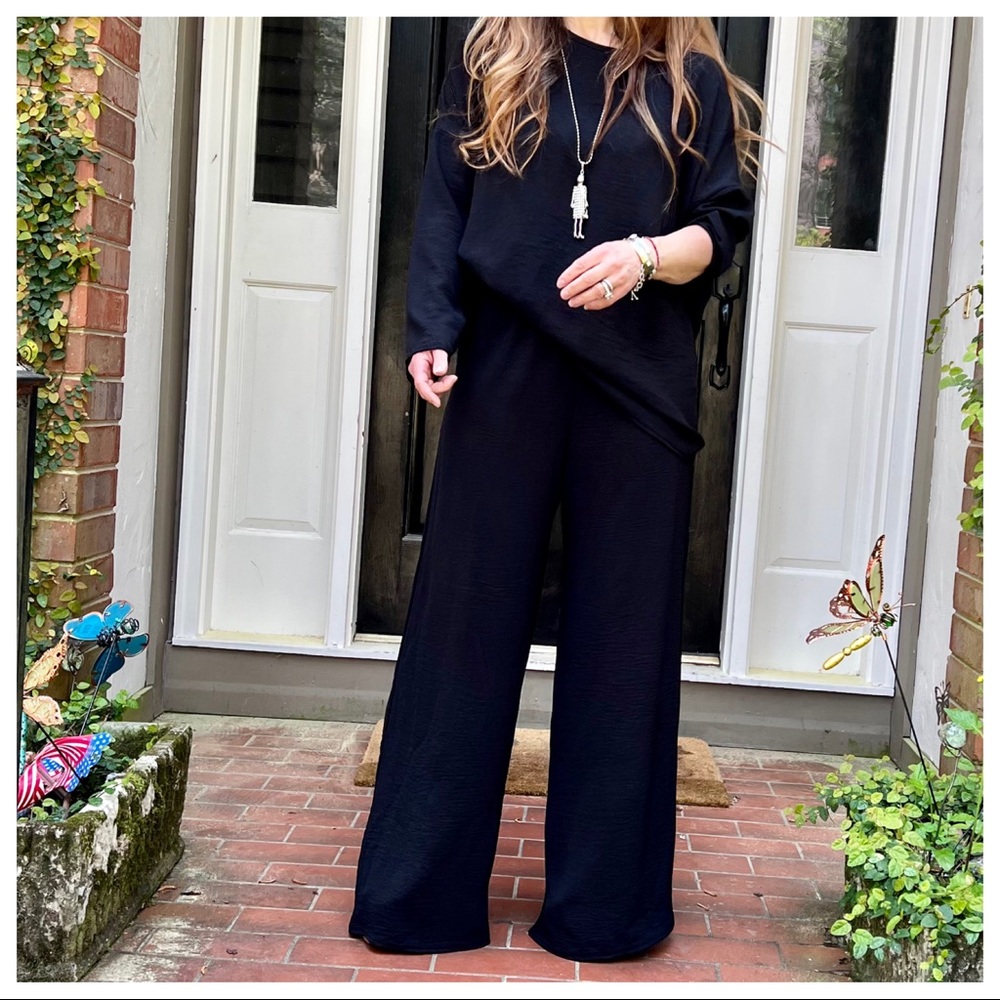MADE IN FRANCE! FABULOUS WIDE LEG PANT AND TUNIC  TOP 2 PIECE SET - Picture 6 of 6